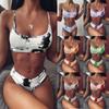 Women Sexy Tie-dye Pattern Top With Panty Bikini Set Two Piece Swimwear