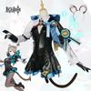 Lynette Cosplay Costume Fontaine Lyney Leather Uniform Dress Long Hair Ears Skirt Glove Outfit Tail Magician