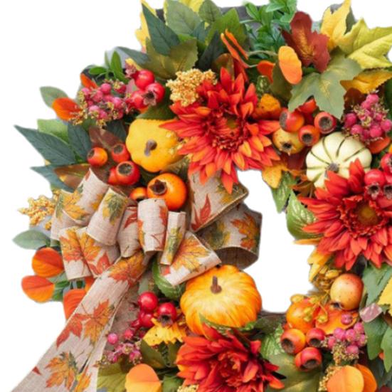 18-дюймовый осенний венок для входной двери, венок из искусственных тыкв с