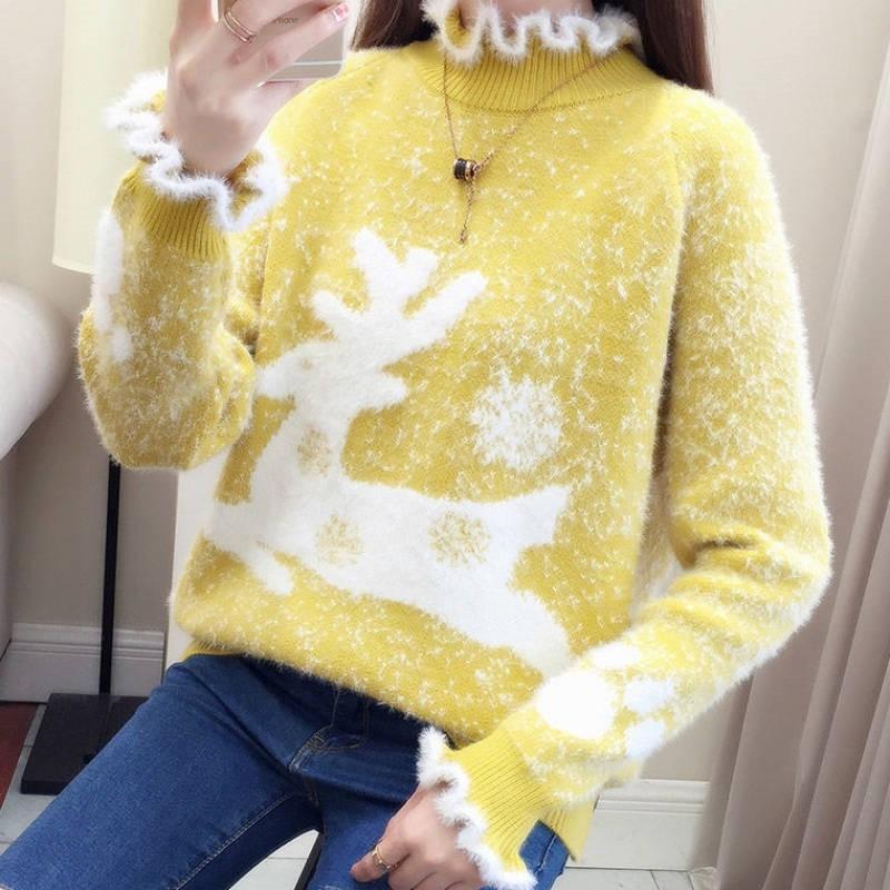 Пуловер Толстый Вязаный Рождественский Свитер