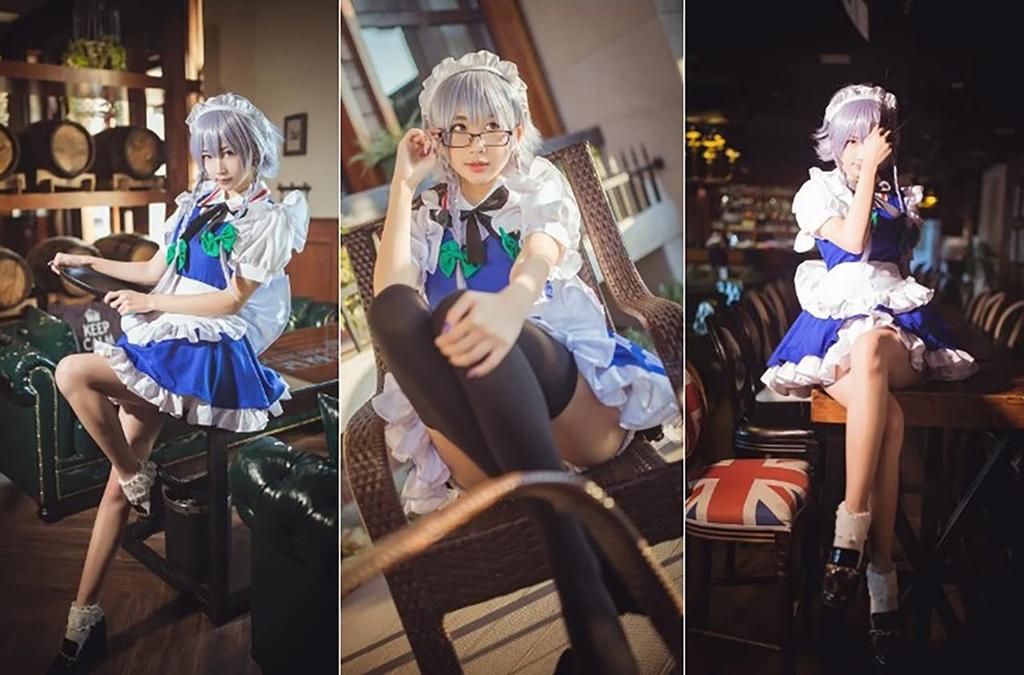 milky time Комплект для косплея Сакуи Изаёй с париком, платьем и фартуком, размер L