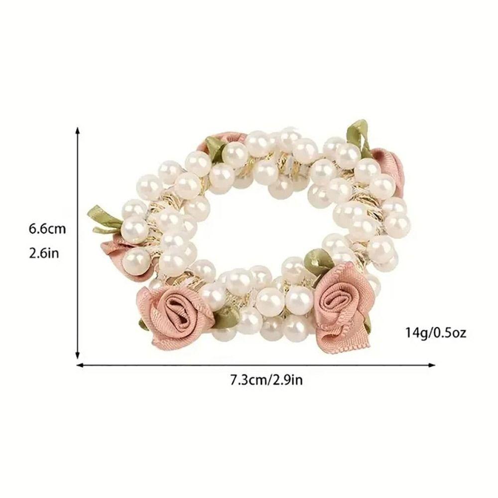 1Pcs Elegant Flower Pearls Hair Band High Elastic Hair Tie New Rubber Hairband For Women Girls