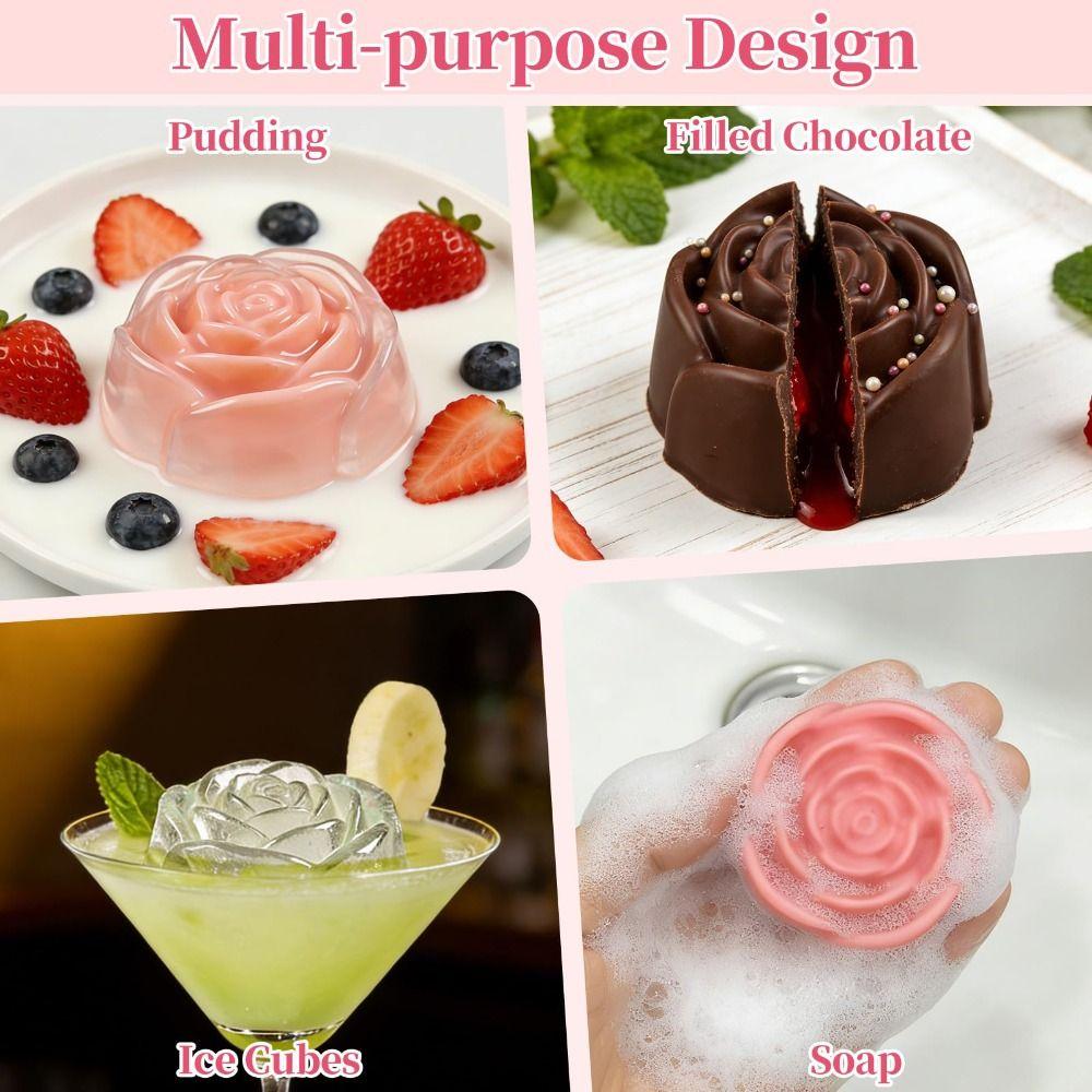 New 12-Cavity Rose Silicone Mold 3D Heat-Resistant Chocolate Mold Reusable Nonstick Mousse Mould Soap Making