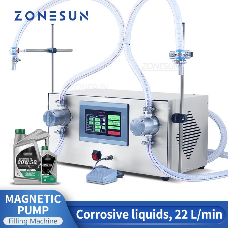 ZONESUN ZS-G25A2 Automatic Magnetic Pump Liquid Filling Machine High Flow Rate for Corrosive Fluids