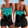 2 шт./компл. женские купальники с модным принтом, регулируемый двухсекционный купальный костюм без рукавов с закрытым животом