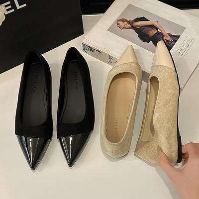 Женские туфли с французским острым носком 2025 Весна Новые Элегантные На все случаи жизни Элегантные женские туфли с мелким вырезом на низком каблуке Однослойные