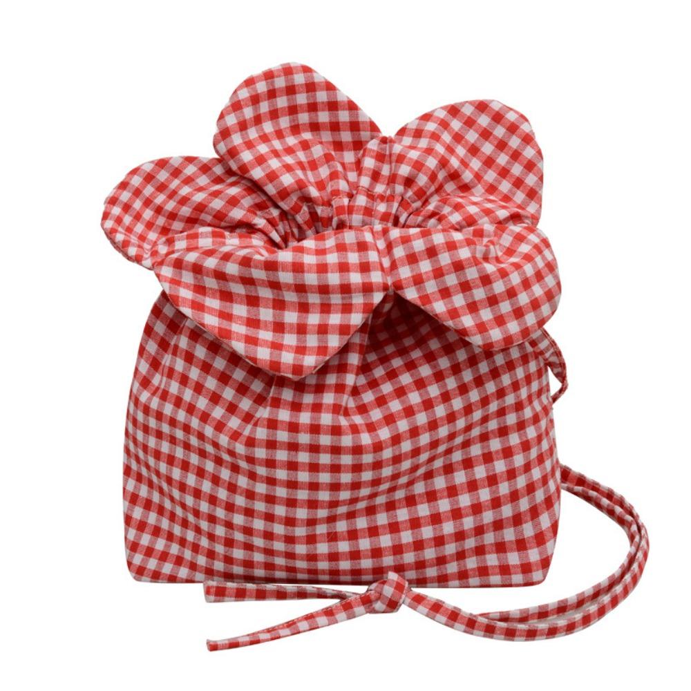 Тканевый мешок на кулиске с цветочным принтом, портативная сумка через плечо, повседневная клетчатая сумка через плечо с цветочным принтом, для путешествий