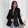 Women Suit Coat Lapel Long Sleeve Flap Pockets Suit Jacket Solid Color Single Button Office Lady Outwear
