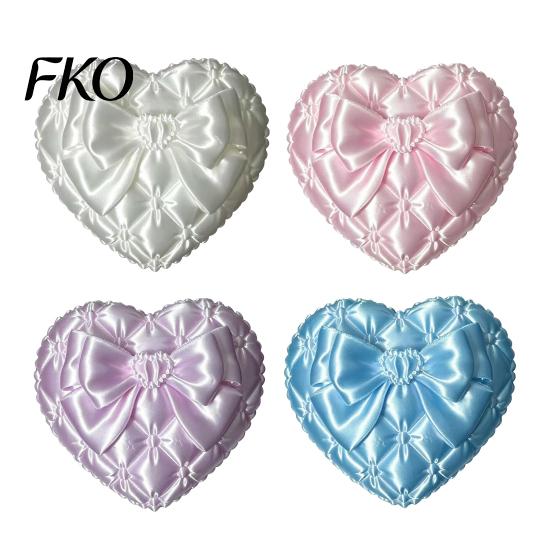 Small Jewelry Organizer Box 3D Print Heart Storage Box, with Satin Simulation Texture, Bow for Earrings Rings Design Macaron Organizer, Portable