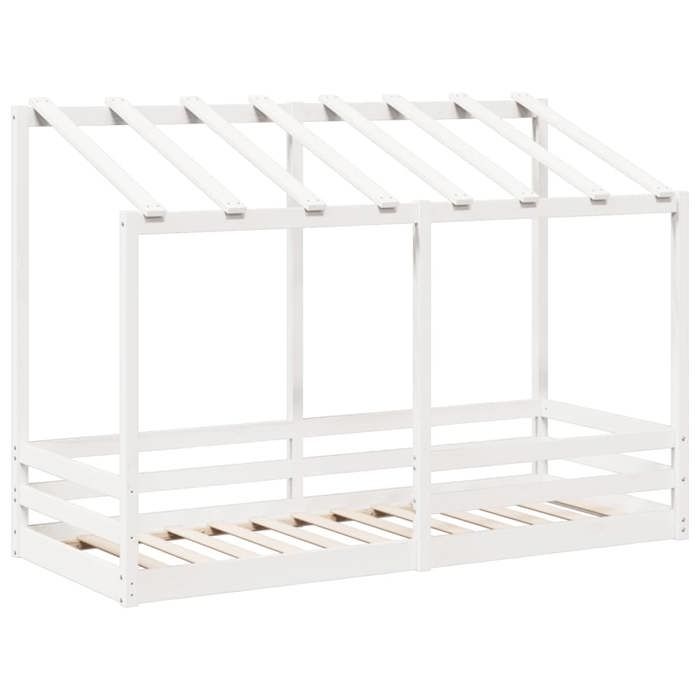 VidaXL Lit pour enfants avec toit blanc 75x190 cm bois massif de pin, cadre de lit pour enfants, lit pour enfants en bois, 847010