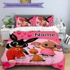 3pcs Bing Bunny2 Cover Set - Personalized Name, HD Printed Bedding with 1 Cover and 2 Pillowcases - Perfect for Home Decor, Easy Care