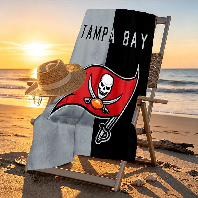 Tampa Bay Buccaneers Print Beach Towel Design, Soft, Lightweight. for Home Bathroom, Spa, Pool, Yoga, Surfing, Camping, Gift for Family, Friend