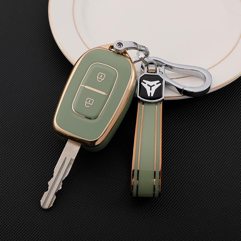 2 кнопки в виде ракушки, держатель для брелка, протектор для Renault Kwid Traffic, символ для Dacia Sandero Logan Duster 2016 2017 2018, чехол для автомобильного ключа из ТПУ