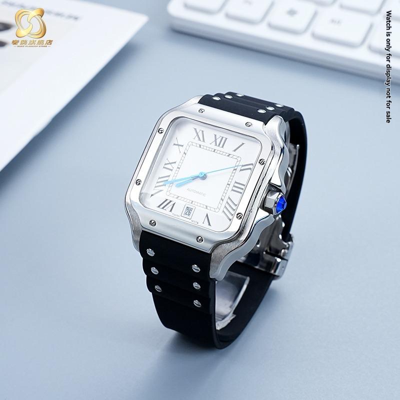 Для ремешка Cartier Santos Силиконовый браслет Высококачественный Резиновый ремешок для часов Водонепроницаемый резиновый ремешок 21 мм черный синий наручный ремешок