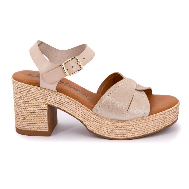 Бежевые босоножки на танкетке с пряжками Женский CARLA TORTOSA