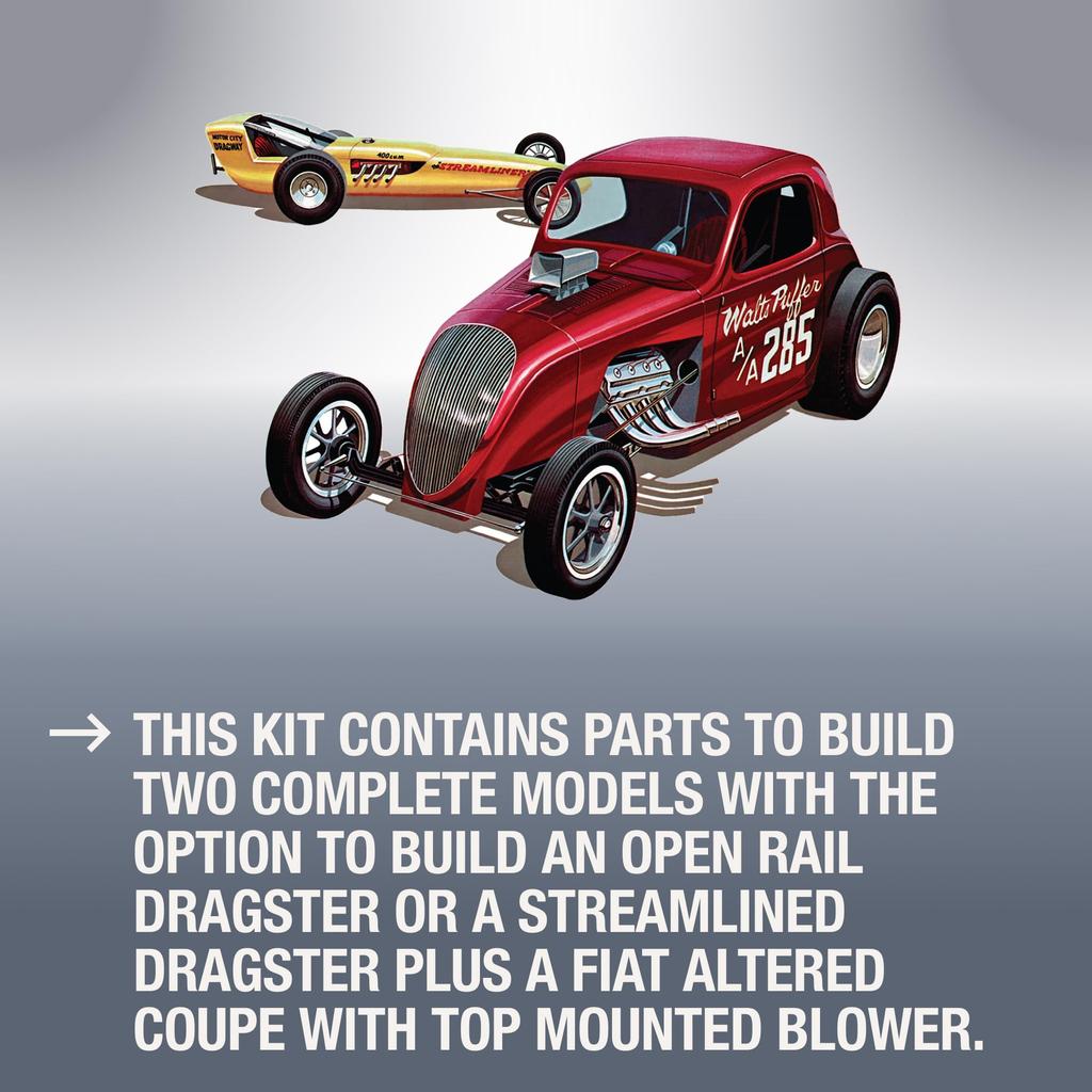 AMT Fiat Double Dragster Set Plastic Model Kit AMT1380 1/25 (2-Car Set)