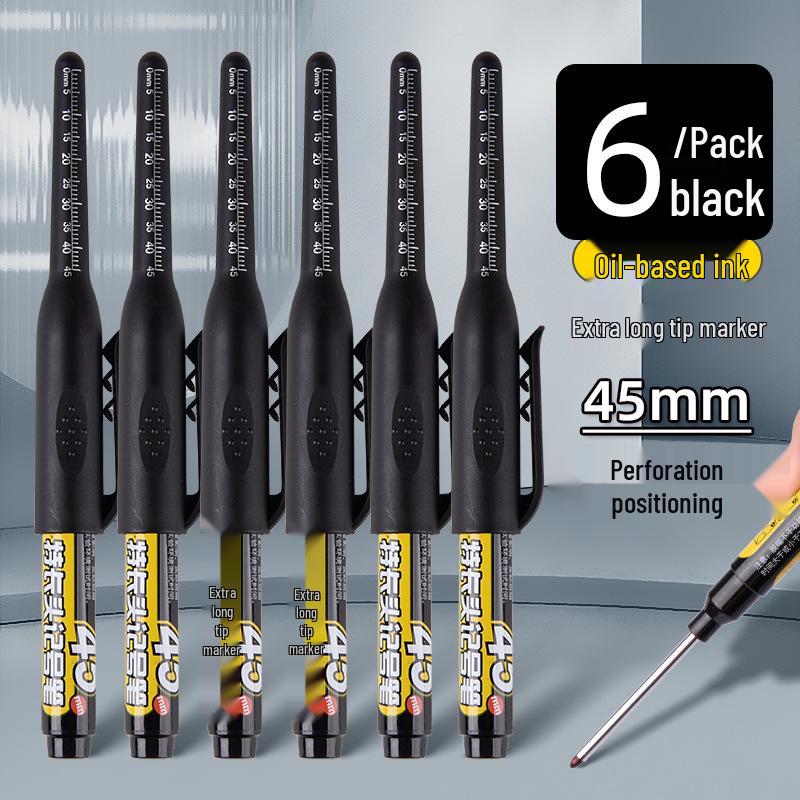 Extra-Long Tip White Oil-Based Marker: Durable, Non-Fading, Deep-Hole Pen for Construction.