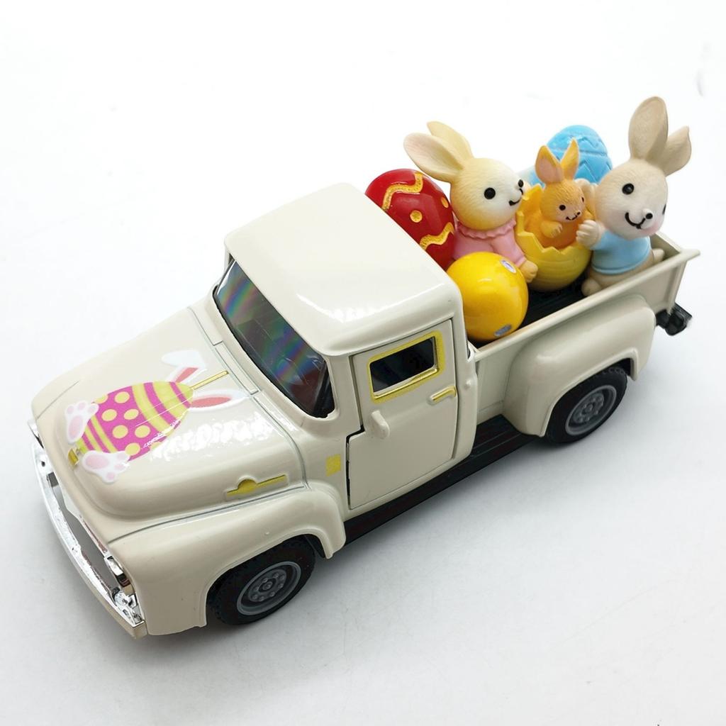 Reconstructed Old Man'S Truck Model Easter Bunny Egg Decoration Item Alloy Car Model