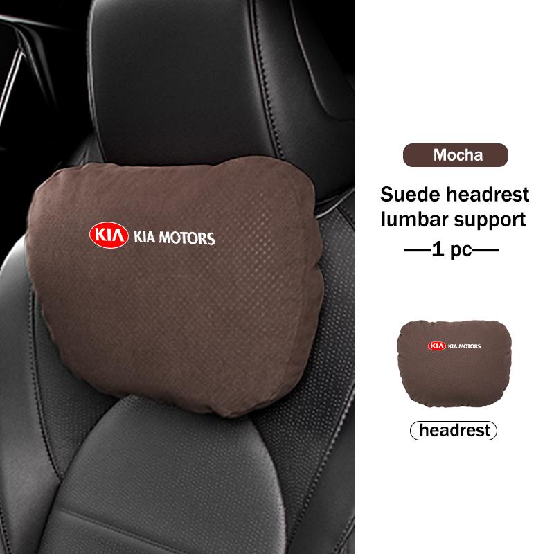 ACZ2 Car Styling Soft Suede Headrest Neck Support Seat Breathable Waist Pad Pillow Mat For KIA Sorento Stinger Soul Spectra Niro