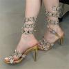Fashion Eilyken Street Style Flower Crystal Rhinestone Pointed Toe Women Sandals  Sexy Ankle Strap Thin High Heels Banquet Wedding Shoes