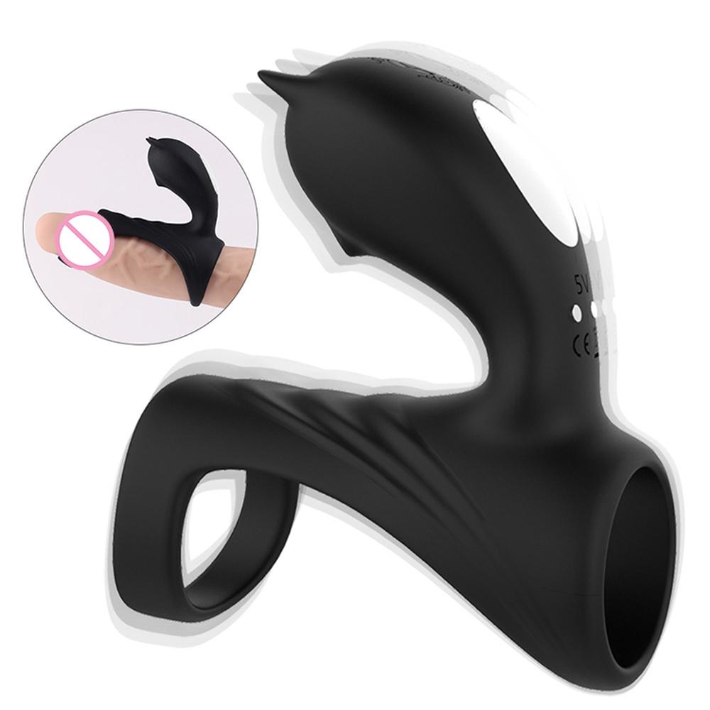 Силиконовый рукав для пениса с вибрирующим массажером клитора, увеличение пениса для мужчин, задержка эякуляции