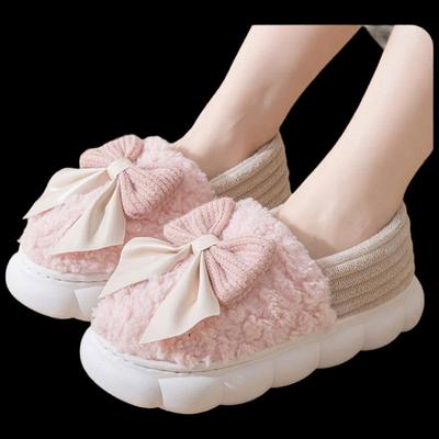 Jianixiong Женские теплые домашние тапочки с бантом (Набор из 2 пар)