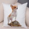Cute Pet Animal Pillowcase Decorative Cute Puppy Chihuahua Pillowcase Soft Plush Cushion Cover for Car Sofa Home 45x45cm