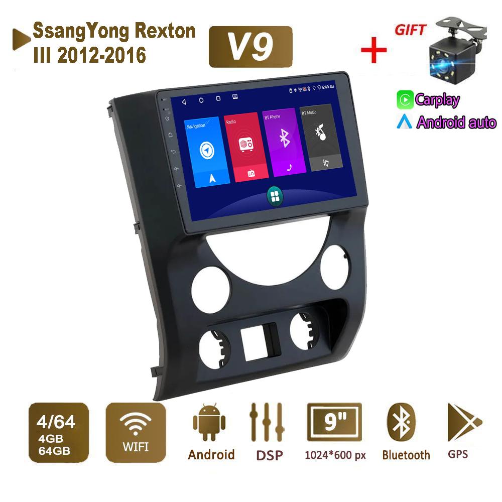 Android Car Radio Stereo для SsangYong Rexton III 2012-2016 GPS-навигация 2DIN 4-ядерный мультимедийный проигрыватель Carplay Autoradio 4+64 ГБ