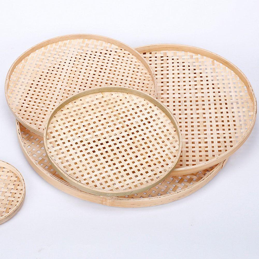 Woven Bamboo Products Fried Food Dim Sum Fruit Bamboo Sieve Food Tray Storage Basket Dustpan