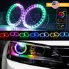 Левая + Правая RGB 80MM Светодиодные Ангельские Глаза Кольца Гало Управление через Приложение Фара Дневные Ходовые Огни