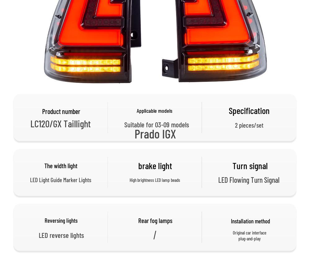 03-09 Prado Land Cruiser LC120 Светодиодный задний фонарь и блок указателей поворота