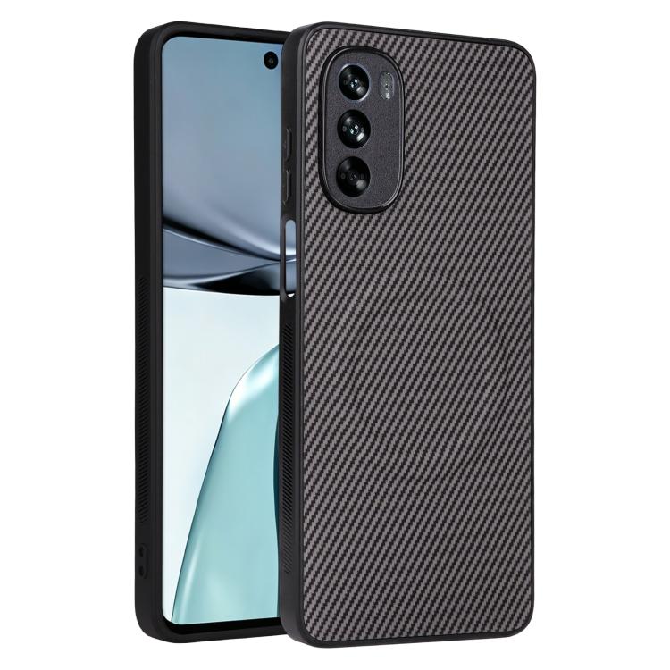 Precise-Cutout Carbon-Fiber-Texture Vegan-Leather Phone Case For Motorola Edge 50 Fusion 5G, PU TPU Anti-Scratch Lightweight Protective Cover