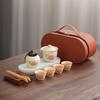 Ceramic Travel Tea Set One Pot Four Cups Outdoor Camping Portable Kung Fu Tea Set