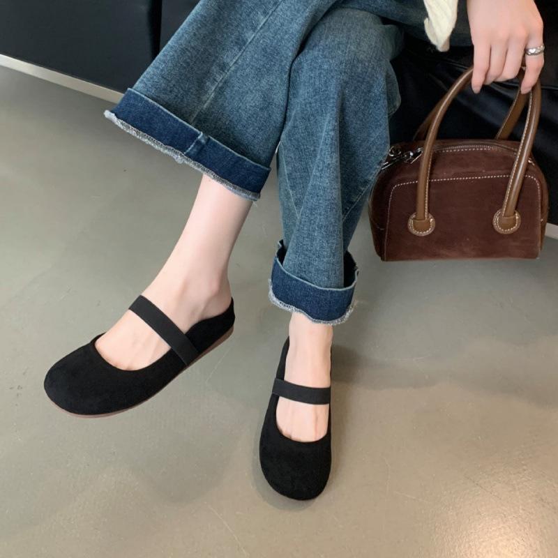 Внутреннее увеличение высоты ретро сумка голова полушлепанцы женская обувь верхняя одежда 2025 новая весна и осень универсальные полуподносы одинарная обувь