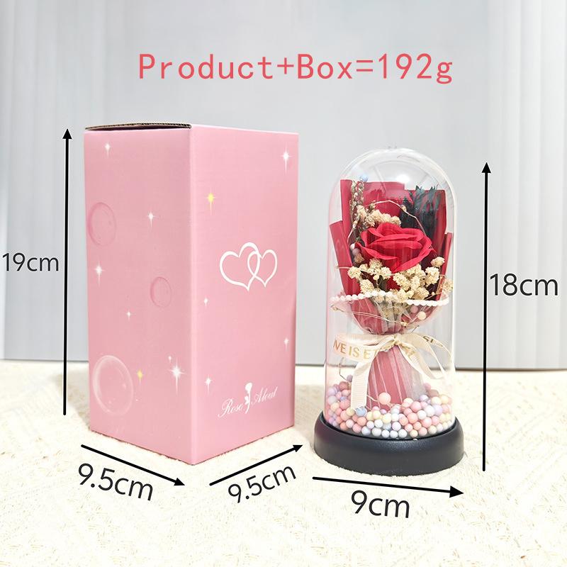 Eternal Flower Glass Cover Lamp Soap Flower Acrylic Cover Valentine Day Gift For Girlfriend Mothers Day Wedding Bridesmaid Gift