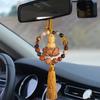 Car Rearview Mirror Buddha Pendant Creative Carving Chinese Bodhi Peach Wood Lotus Bodhisattva Auto Hanging Tassel Decor
