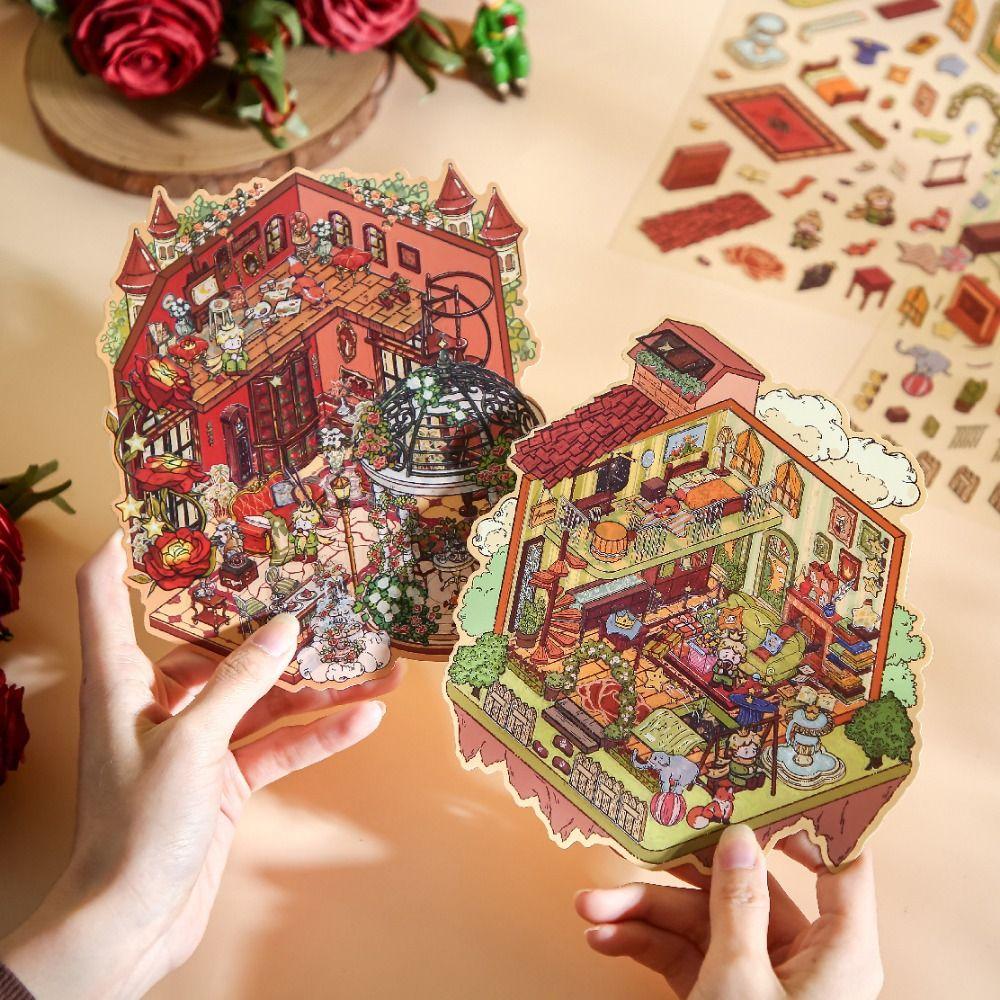 Cartoon Prince 3D Stacked Landscape Stickers Astronant Scene Scrapbook DIY Scene Decals Game Landscaping Making Sticker For Kid