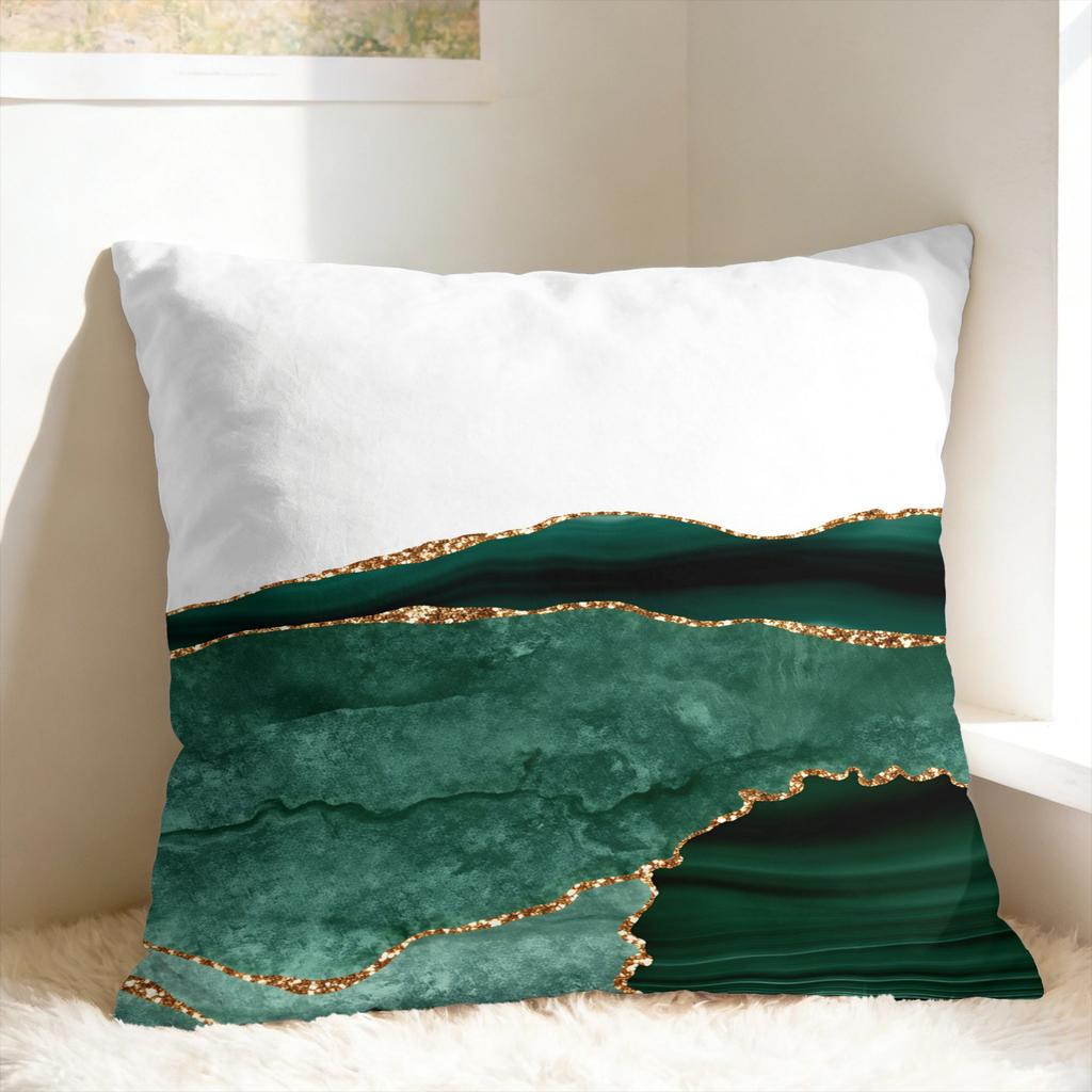 Green And Gold Line Pattern Pillow Case Print Pillow Cover For Sofa Home Decor Vintage Pillowcases