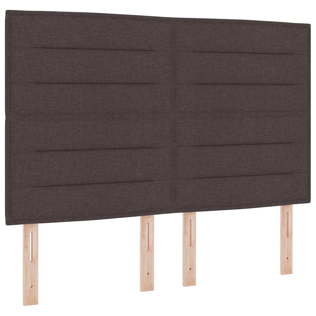 Bed Frame with Headboard Dark Brown 140 x 190 cm Fabric