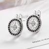 Fashion Creative Rhodium Plated Black Zircon Earrings Vintage Non Tarnish Womens 925 Copper Earring
