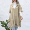 Autumn and Winter Women's Vest Casual Loose V-neck with Hooded Pullover Shirt In The Long Section of The Sweater Vest Cape Coat Jacket