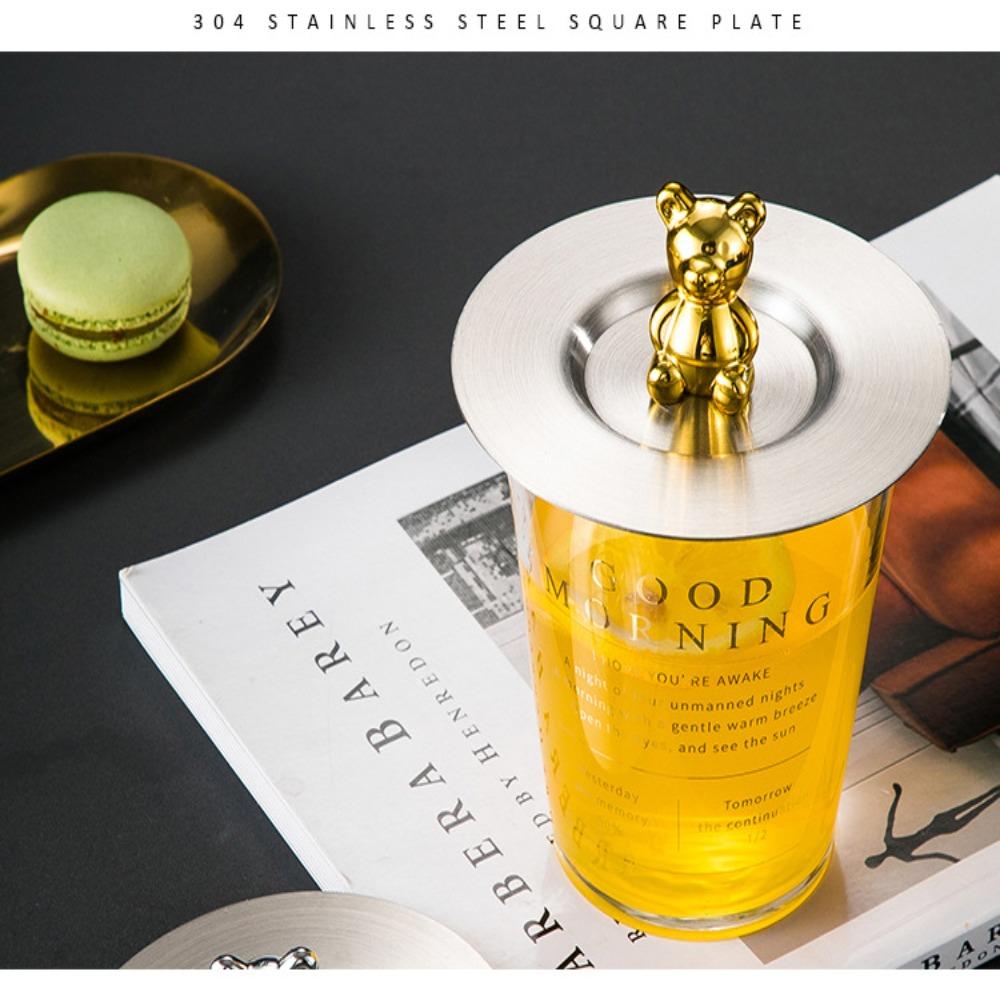 Reusable Stainless Steel Cup Lid Cap Leakproof Dustproof Cup Lid  Mug Ceramic Cup Glass Cup