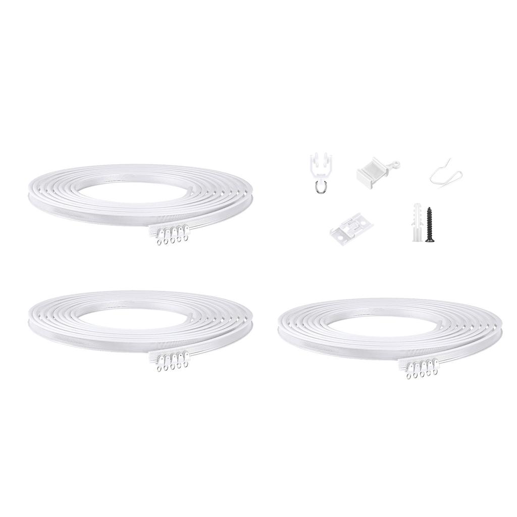 Гибкий комплект карнизов для потолочных штор 5/10/20 м, гибкие изогнутые монтажные комплекты с крючками и роликами, оконные разделители