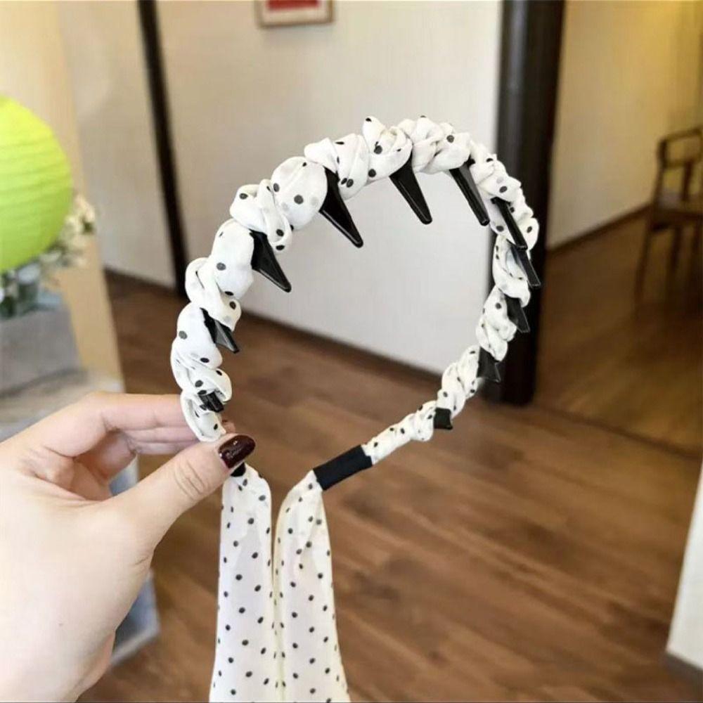 Dot Braid Hairband Thin Face Wash Hairband Vintage Teeth Headband  Women
