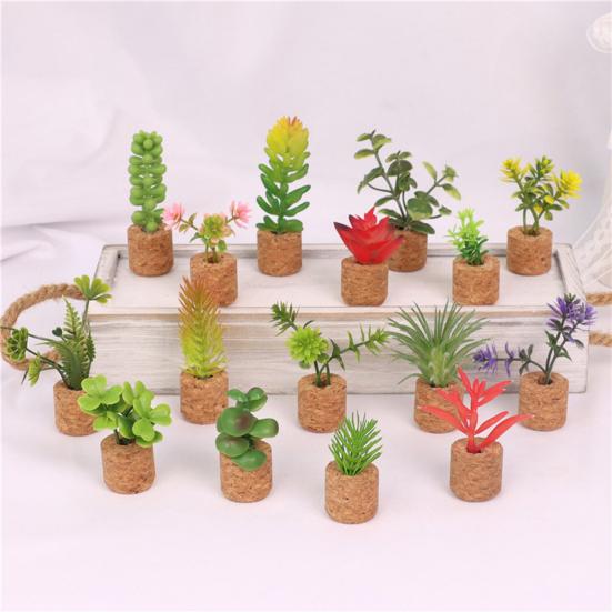 Yousheng Artificial Potted Succulents Plants Refrigerator Magnet Home Office Kitchen Locker Fridge 3D Miniature Cork Pot Fake Plants Magnetic