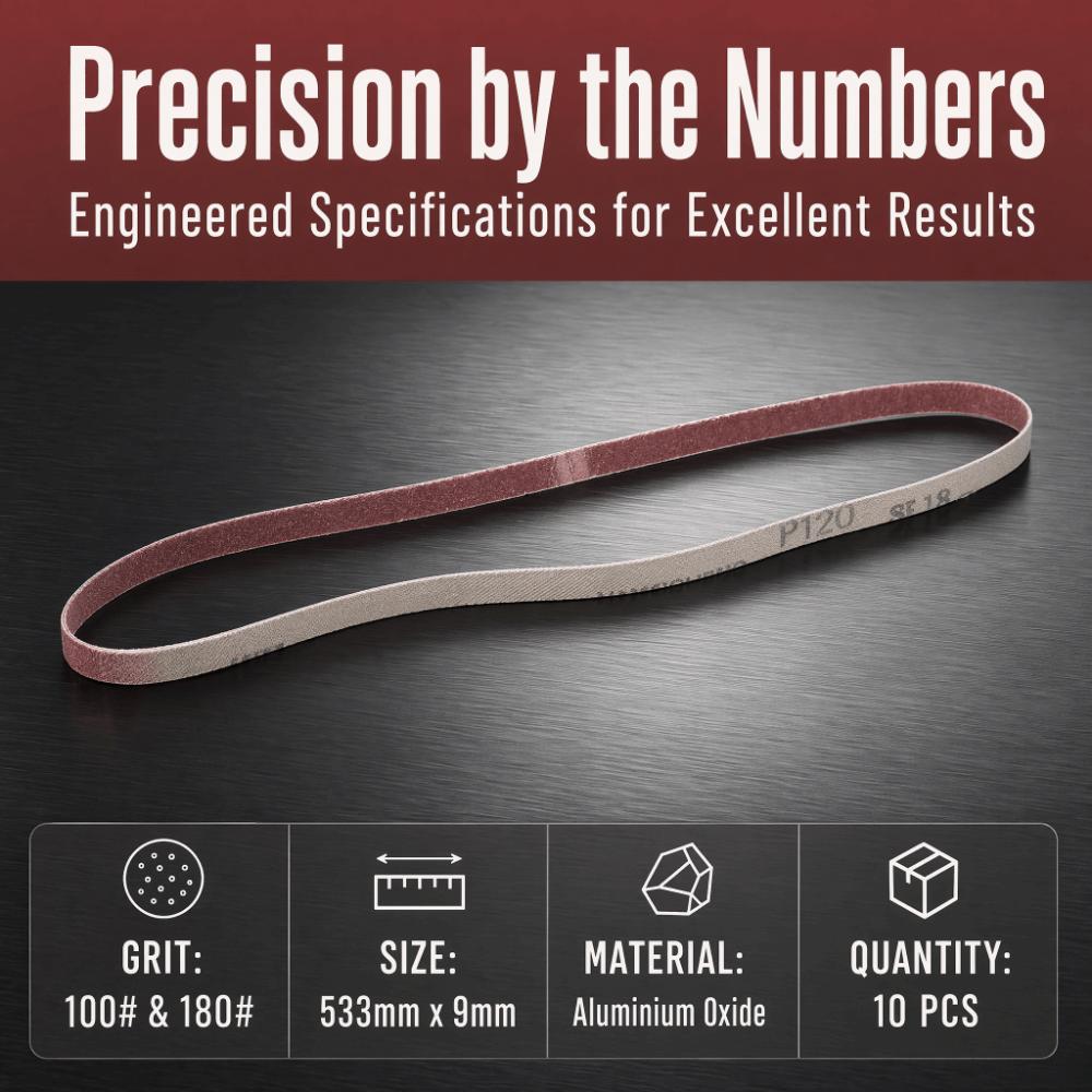 10pcs 533 x 9mm Abrasive Bands 3/8 x 21 Inch Sandpaper Sander Belts Wood Working