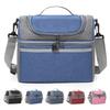 Insulated Double-Layered Lunch Bag Versatile Black & Gray Oxford Fabric, with Shoulder Strap or Carry Handle