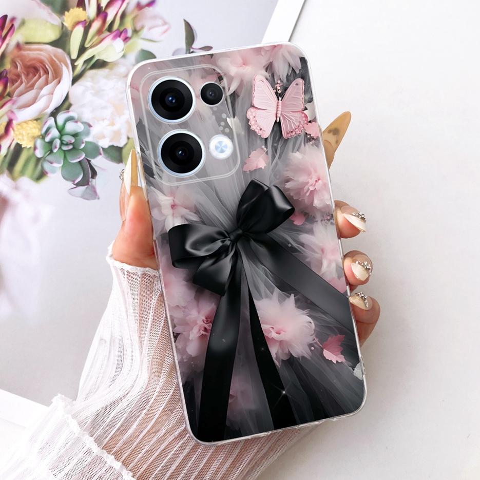 For Oppo Reno13 Pro Case CPH2697 Luxury Flowers Butterfly Painted Cover Soft Slim Phone Case For Oppo Reno 13 Pro Reno13 5G Bags