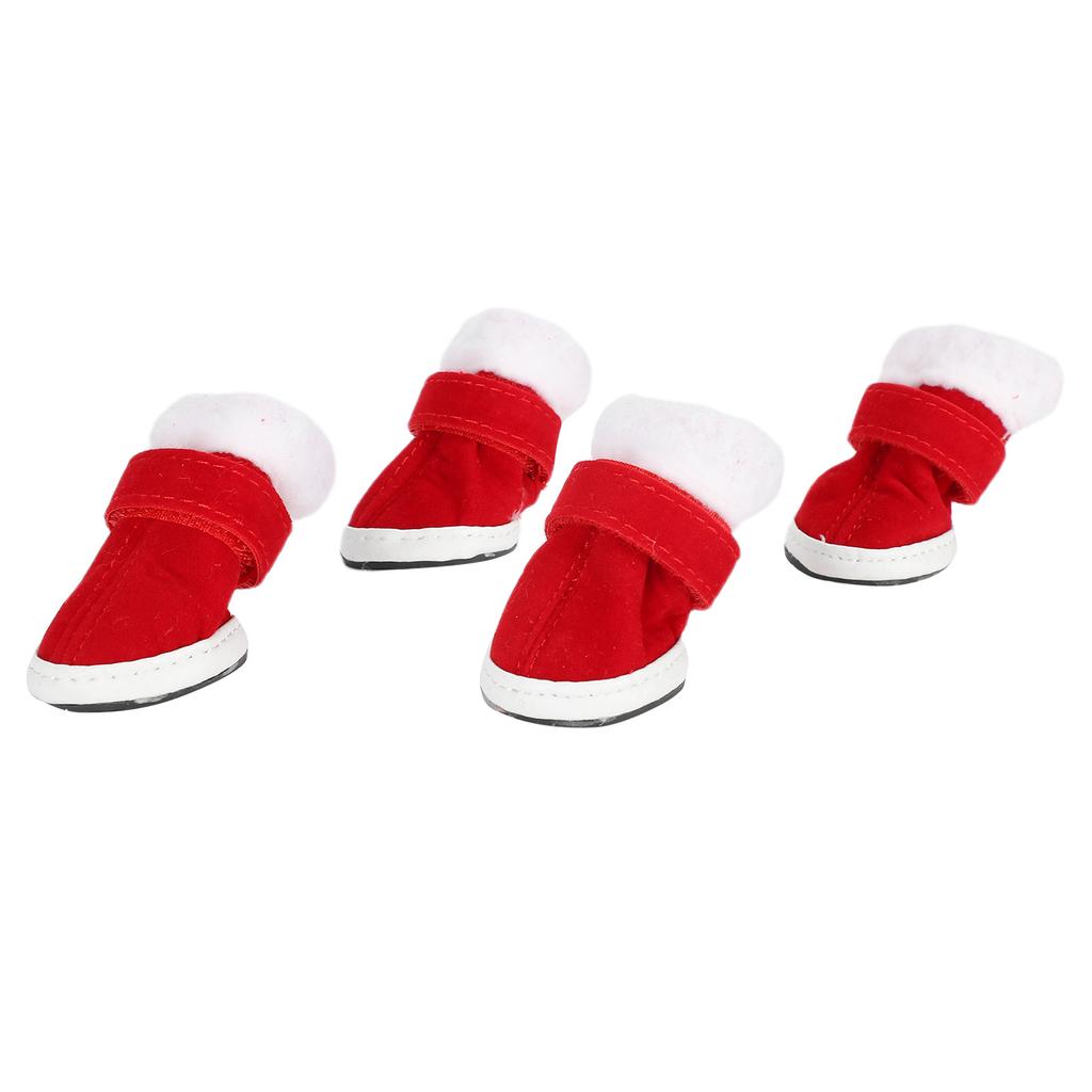 Winter Warm Dog Shoes Christmas Boots Outdoor AntiSkid Paw Protector with Hook Loop Strap