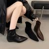 Korean Version of Pointed Short Tube Thin Boots Women's Boots Autumn and Winter New Models with Skirts French Thin Short Boots and Bare Boots Women's